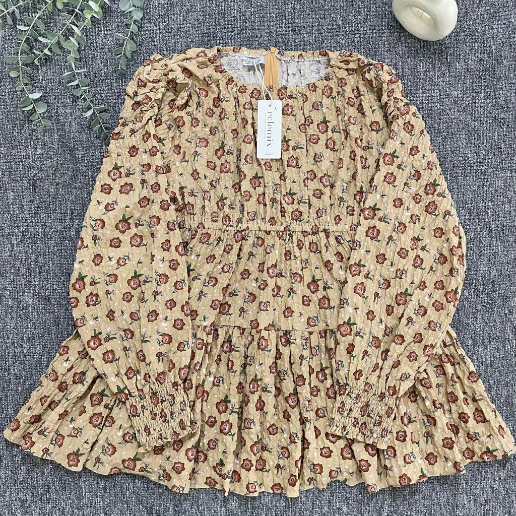 Eclemix Top Euna | Baju Wanita Vintage Motif Bunga