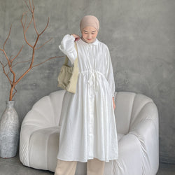 Midi Dress Gamis Wanita Lengan Panjang Kancing