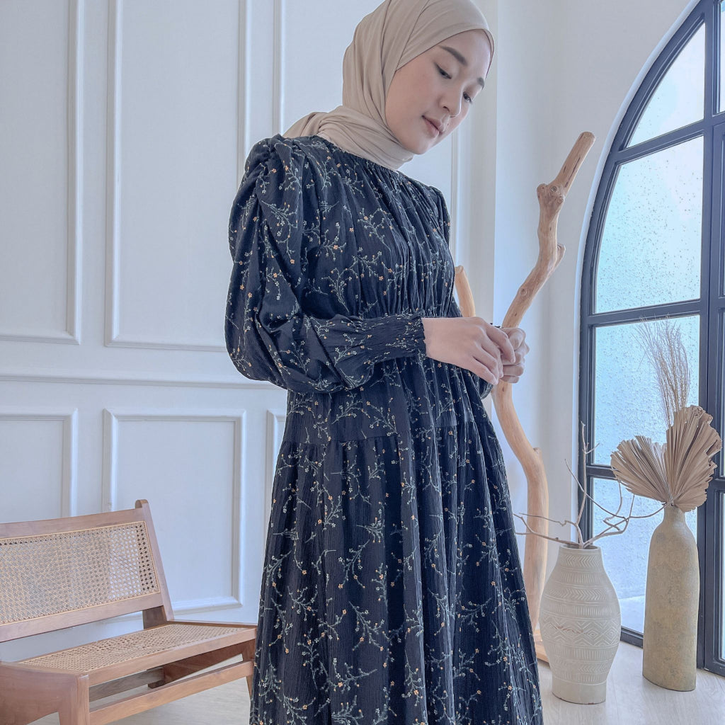 Eclemix Dress Euna |Baju Wanita Vintage Motif Bunga