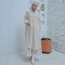 Image of Eclemix Midi Dress Zumia | Gamis Wanita Polos Kancing Depan