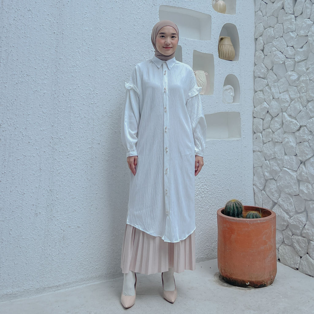 Eclemix Midi Dress Zumia | Gamis Wanita Polos Kancing Depan