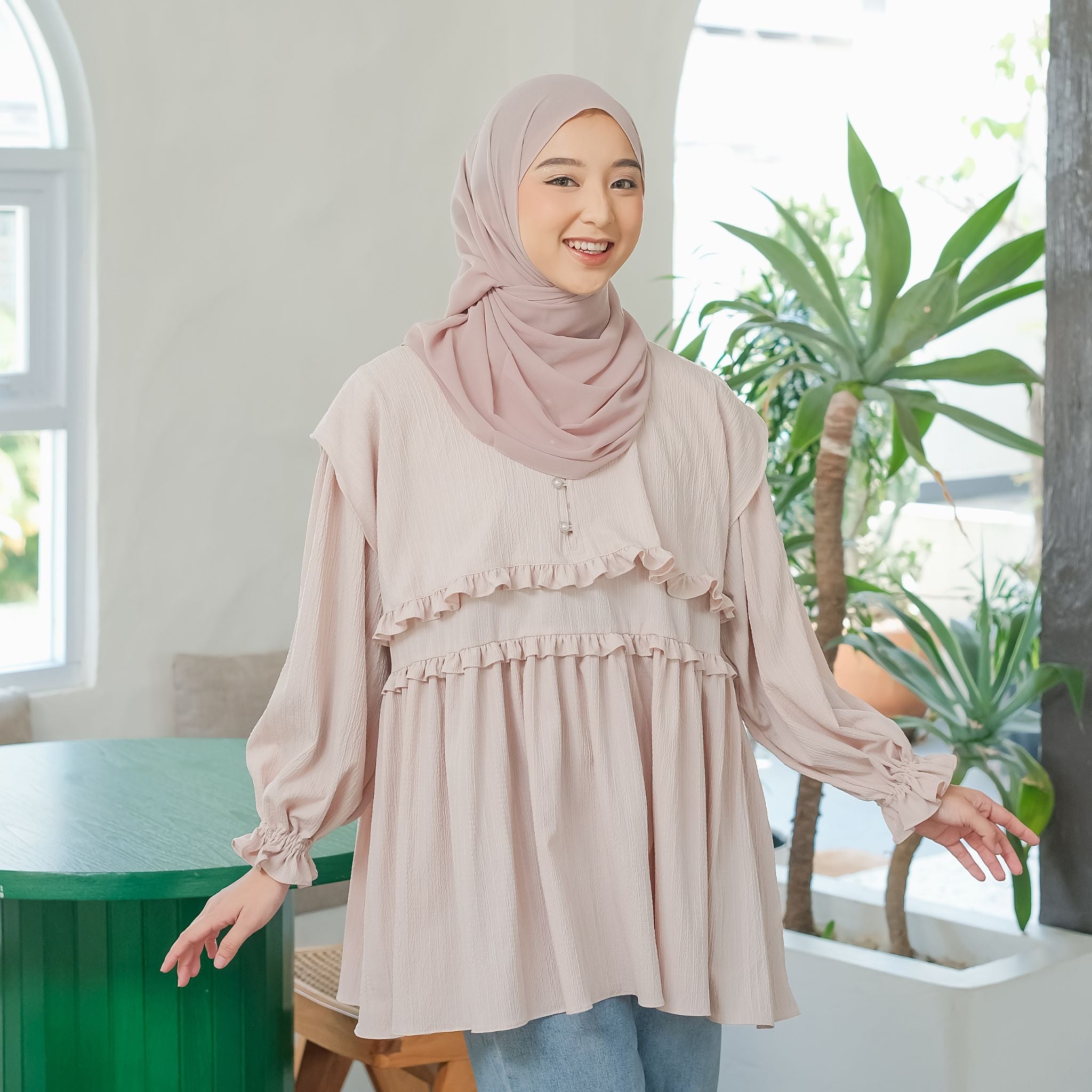 Eclemix Top Rura | Atasan Wanita Blouse Layer Lengan Balon