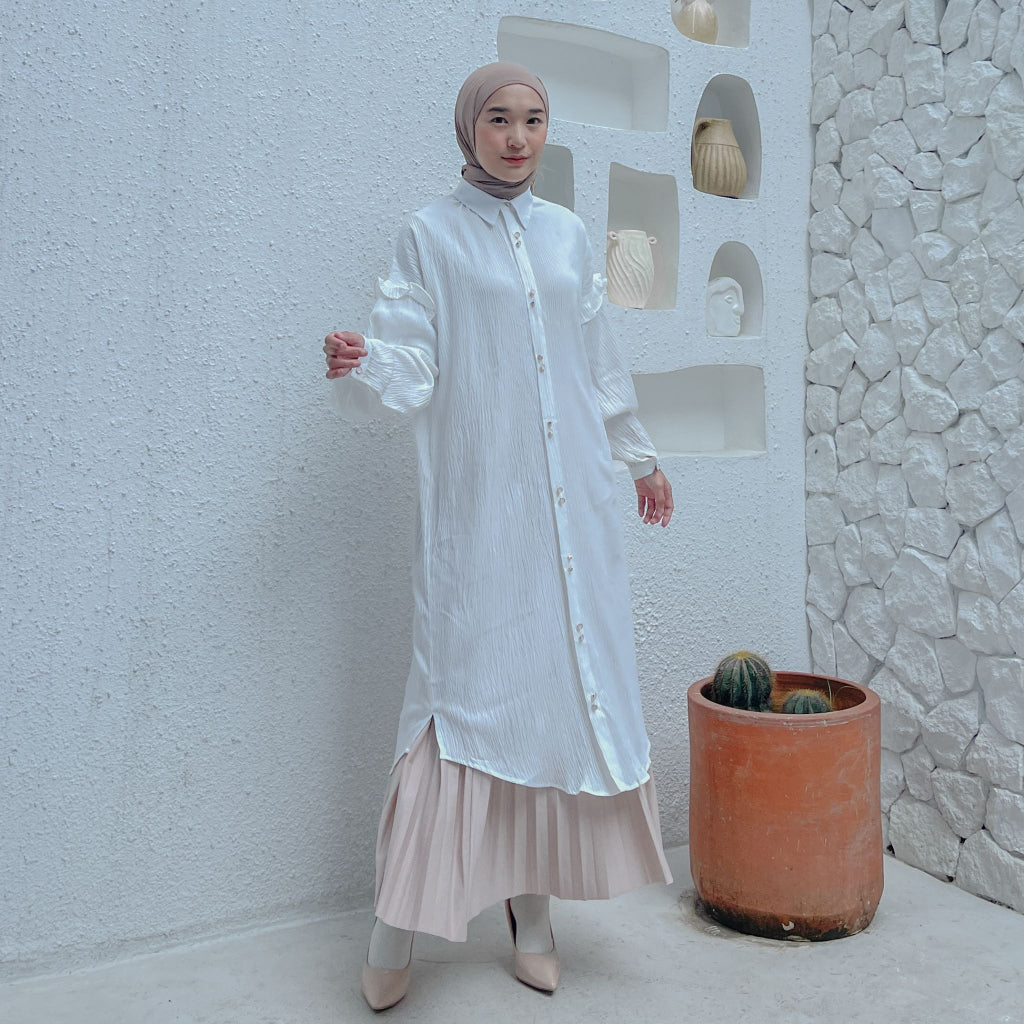 Eclemix Midi Dress Zumia | Gamis Wanita Polos Kancing Depan