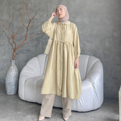 Midi Dress Gamis Wanita Lengan Panjang Kancing Midi Dress Gamis Wanita Lengan Panjang Kancing