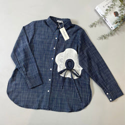 Image of Eclemix Top Orio | Atasan Kemeja kerja stripes patch katun bordir bunga | Smart Casual