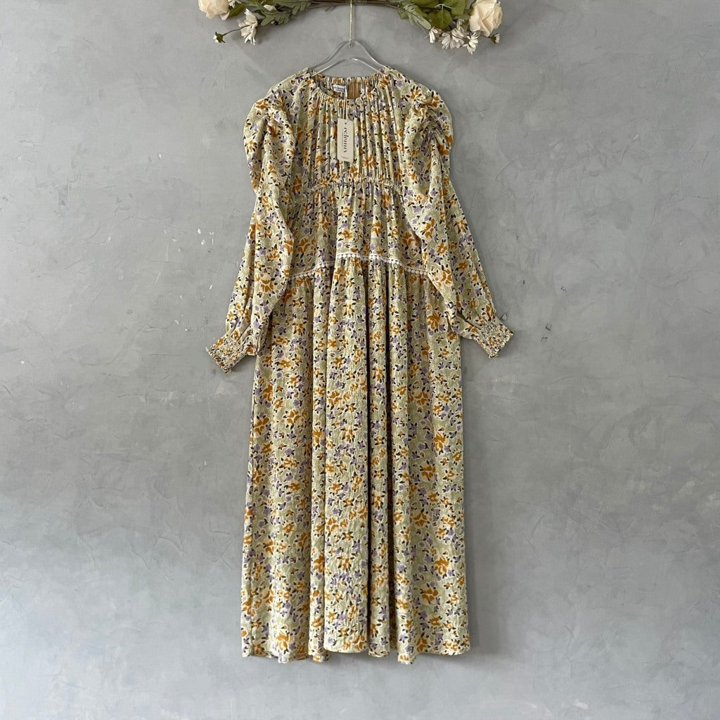 Eclemix Dress Euna |Baju Wanita Vintage Motif Bunga