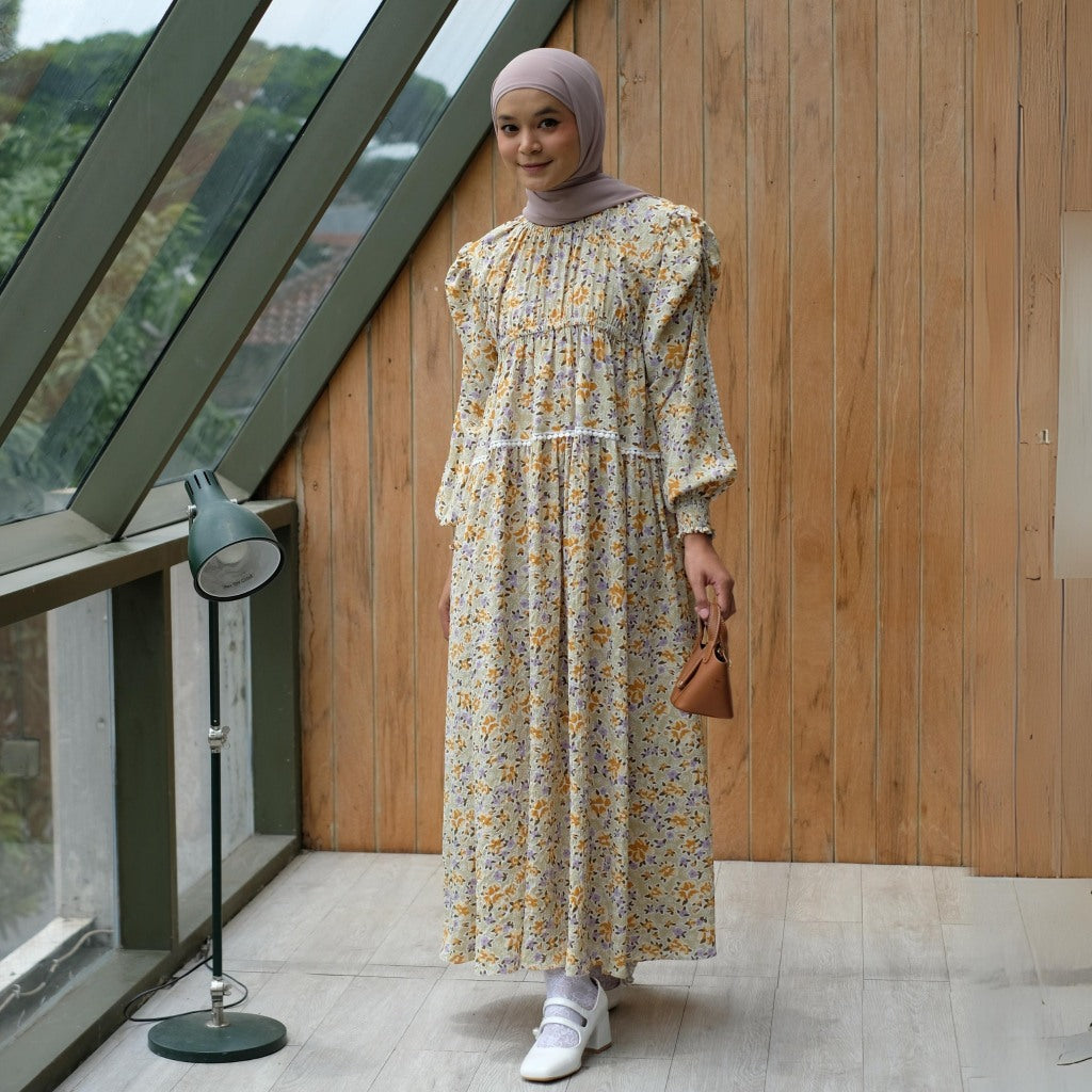 Eclemix Dress Euna |Baju Wanita Vintage Motif Bunga