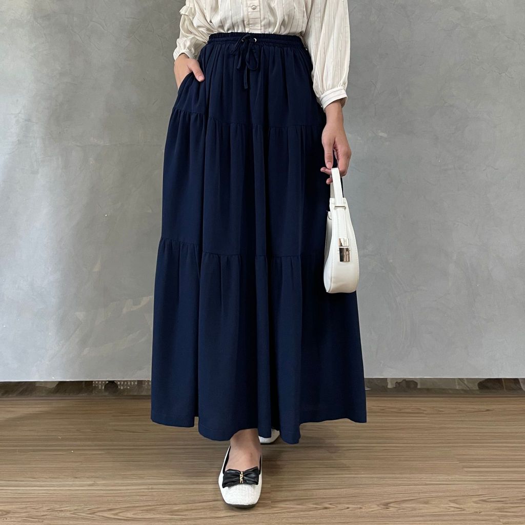 Image of Eclemix Skirt Myomi | Rok Wanita Rampel Susun A-line