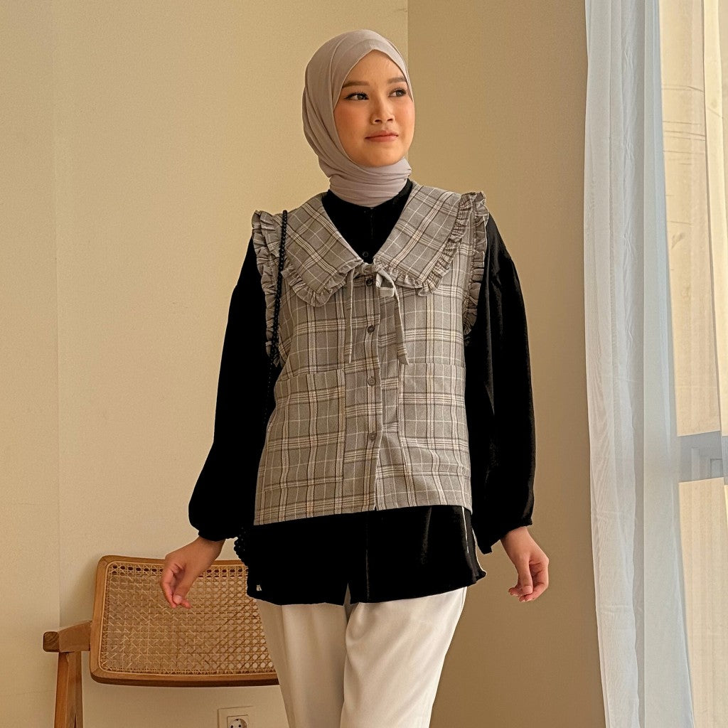 Eclemix Outer Mosha |  Vest Wanita Tartan Tanpa Lengan