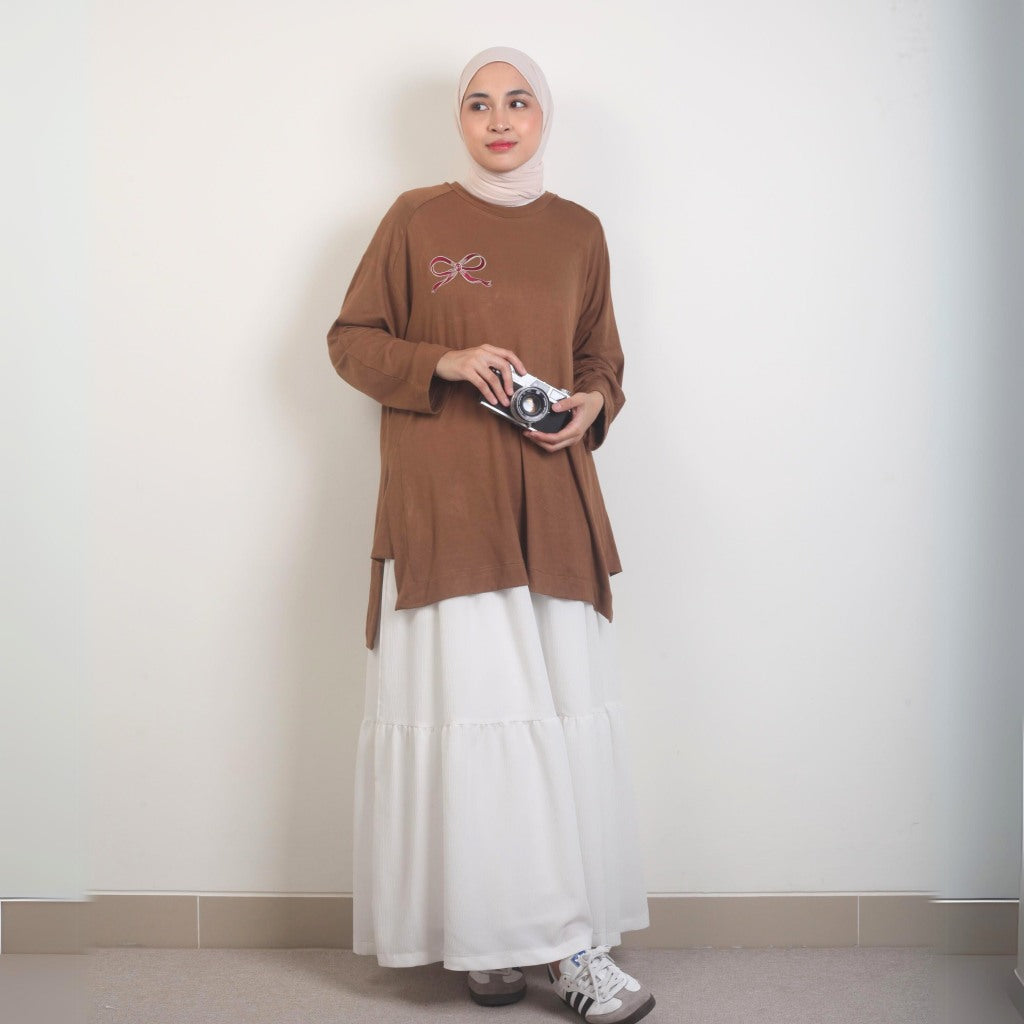 Eclemix Top Casia | Atasan Wanita Kaos Lengan Panjang Daily Basic Loose