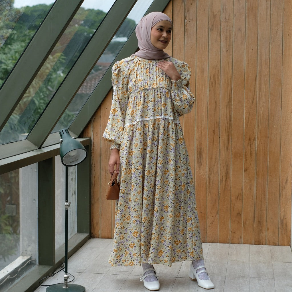 Eclemix Dress Euna |Baju Wanita Vintage Motif Bunga