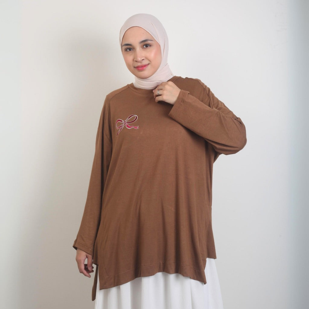 Eclemix Top Casia | Atasan Wanita Kaos Lengan Panjang Daily Basic Loose