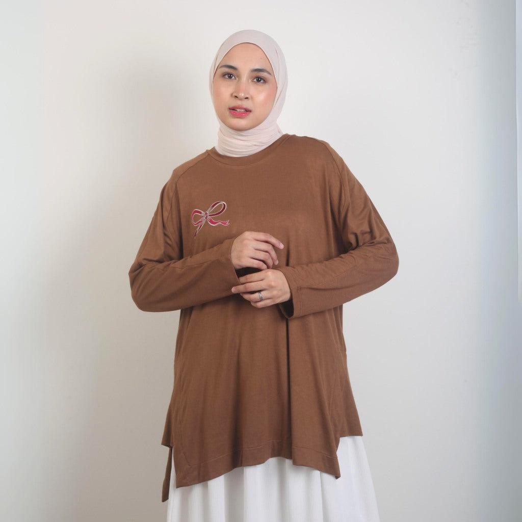 Eclemix Top Casia | Atasan Wanita Kaos Lengan Panjang Daily Basic Loose