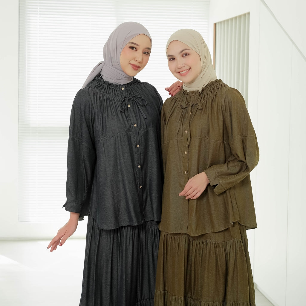 Image of Eclemix Top Unwind | Atasan Wanita Blouse Polos Ruffle Tali