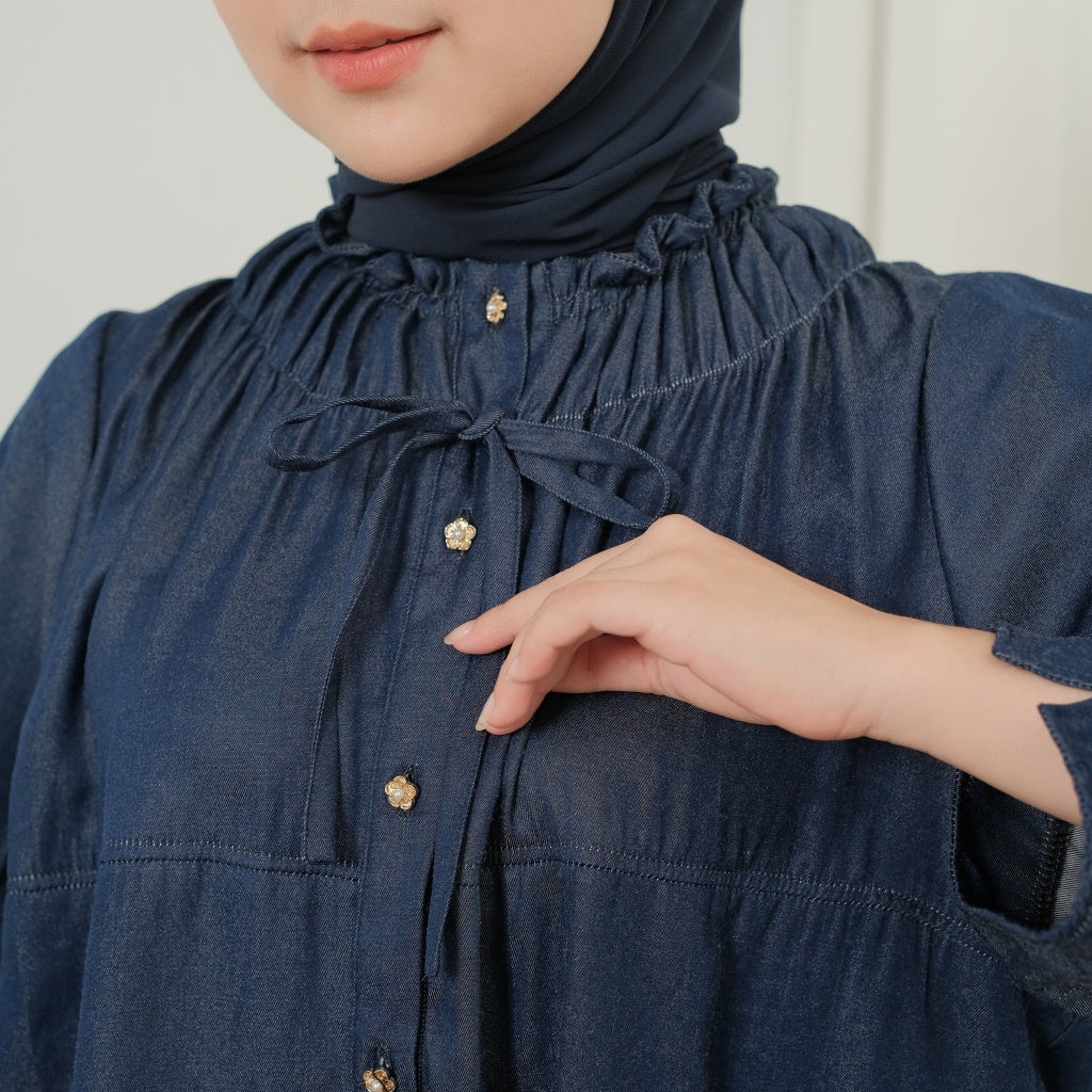 Image of Eclemix Top Unwind | Atasan Wanita Blouse Polos Ruffle Tali