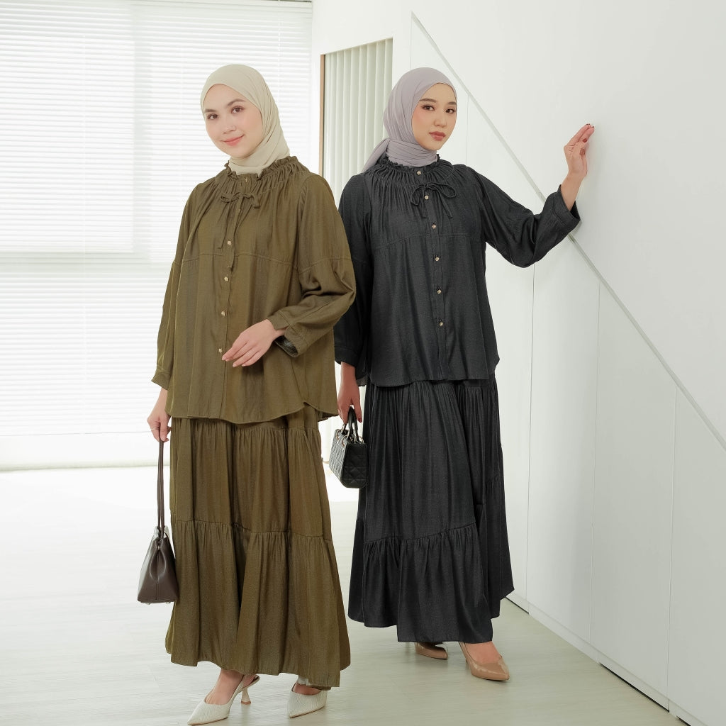 Eclemix Top Unwind | Atasan Wanita Blouse Polos Ruffle Tali