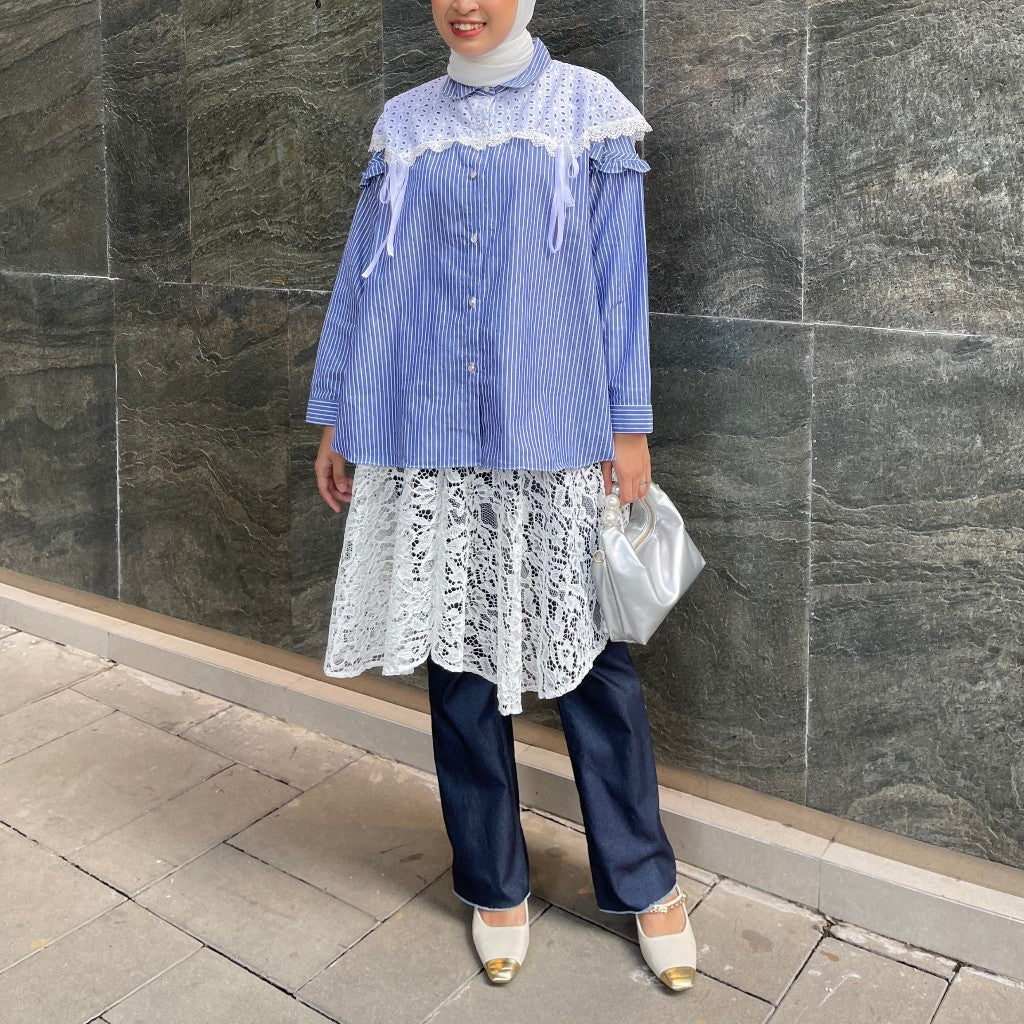 Image of Eclemix Skirt Lassy | Rok Wanita Brukat Daily | Layered Lace Bottom Wrapped Hip Half Body Apron