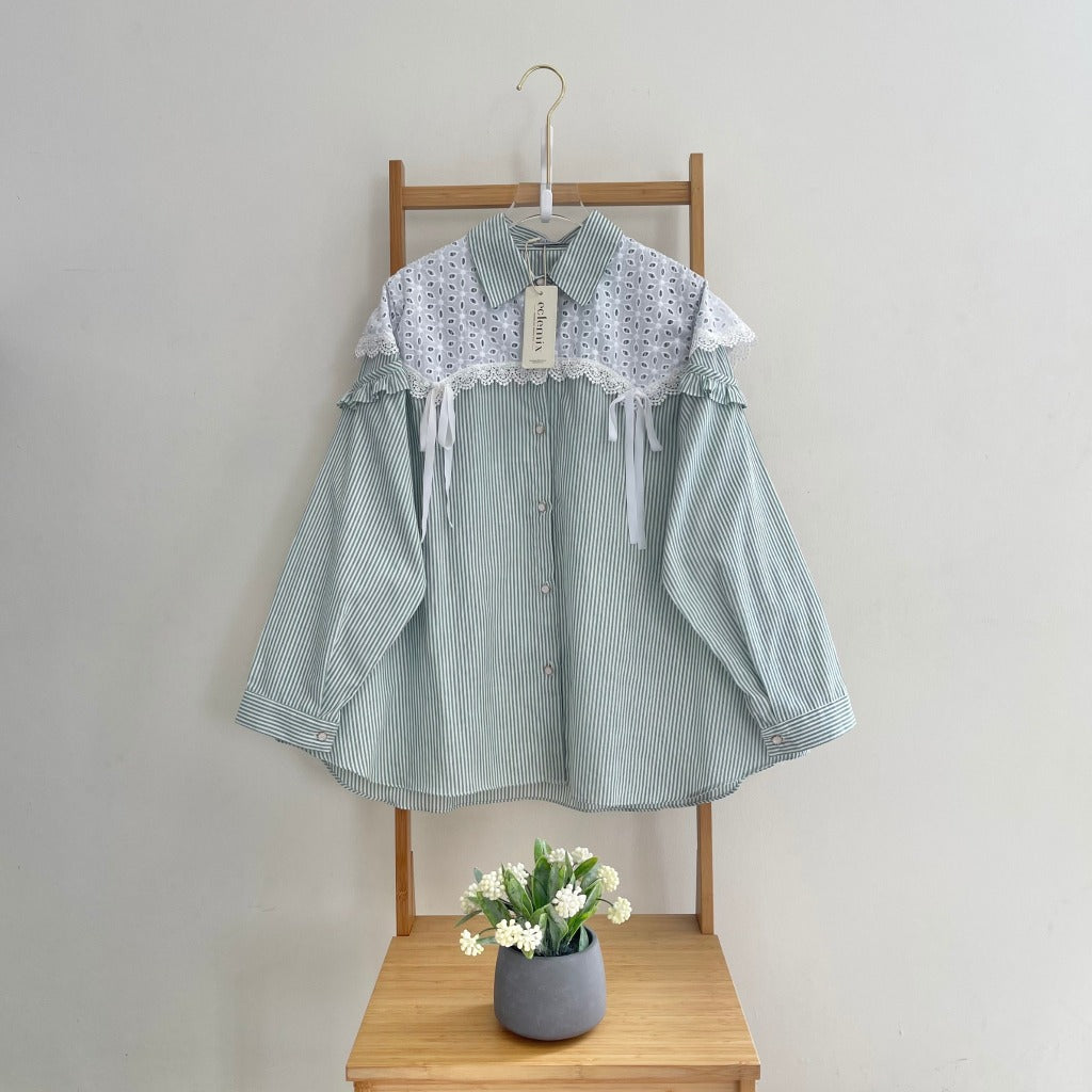 Image of Eclemix Top Ailiya atasan wanita kemeja stripe mix prada daily warna varian 1