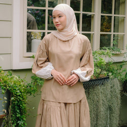 Image of Eclemix One Set Arinda | Setelan Wanita Polos | Rok Rampel Susun A-Line | Blouse Polos Mix Prada