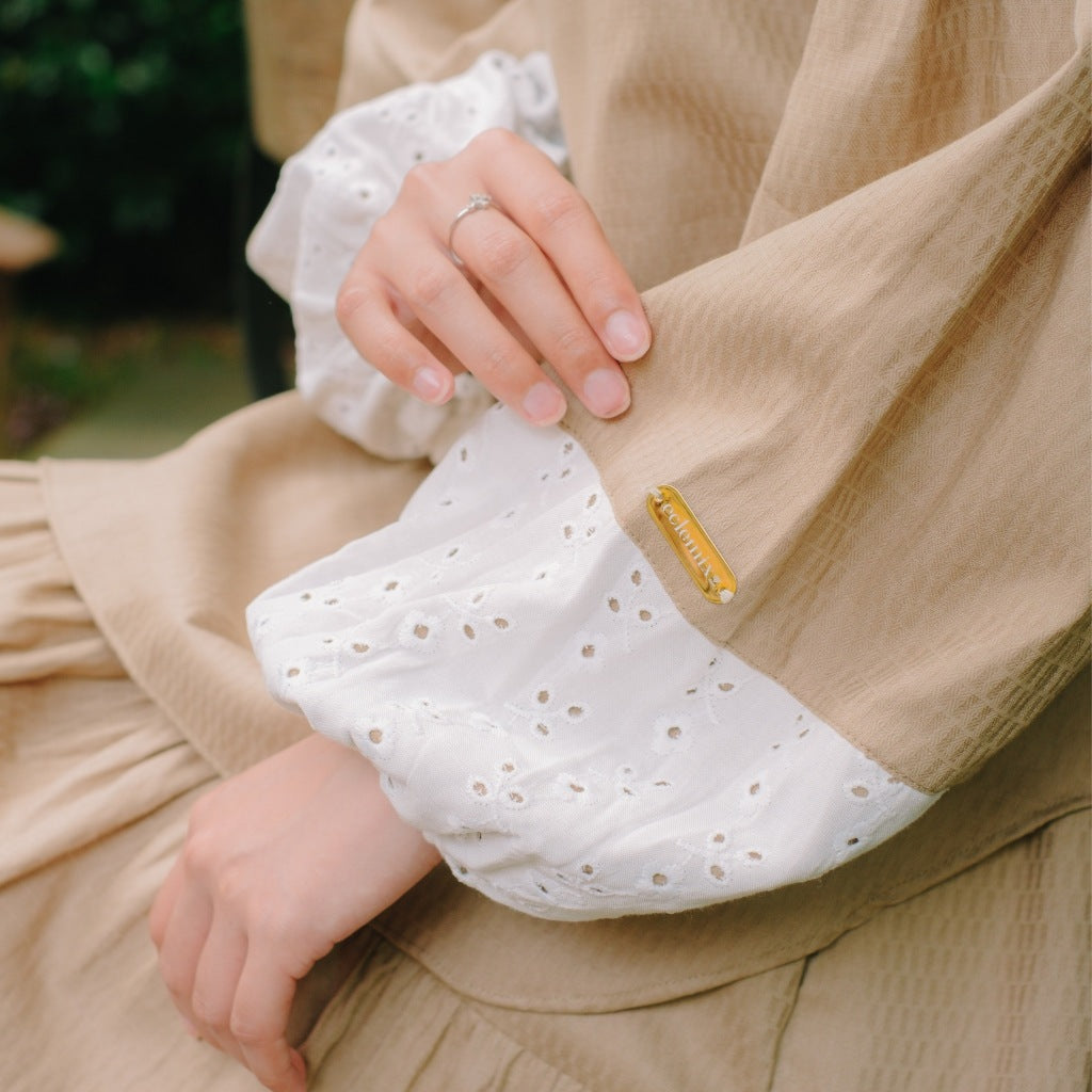 Image of Eclemix One Set Arinda | Setelan Wanita Polos | Rok Rampel Susun A-Line | Blouse Polos Mix Prada