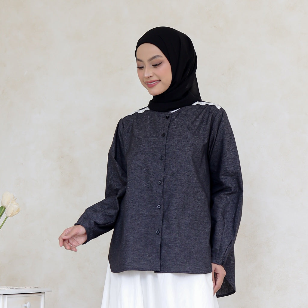 Image of Eclemix Top Fior  | Atasan Wanita Casual Shirt Polos Renda Daily
