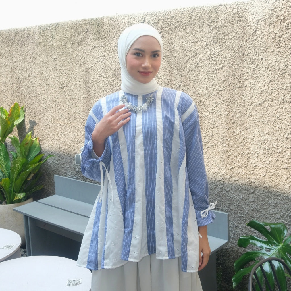 Image of Eclemix Top Sorela | Cotton Striped Blouses | Atasan Wanita A-Line
