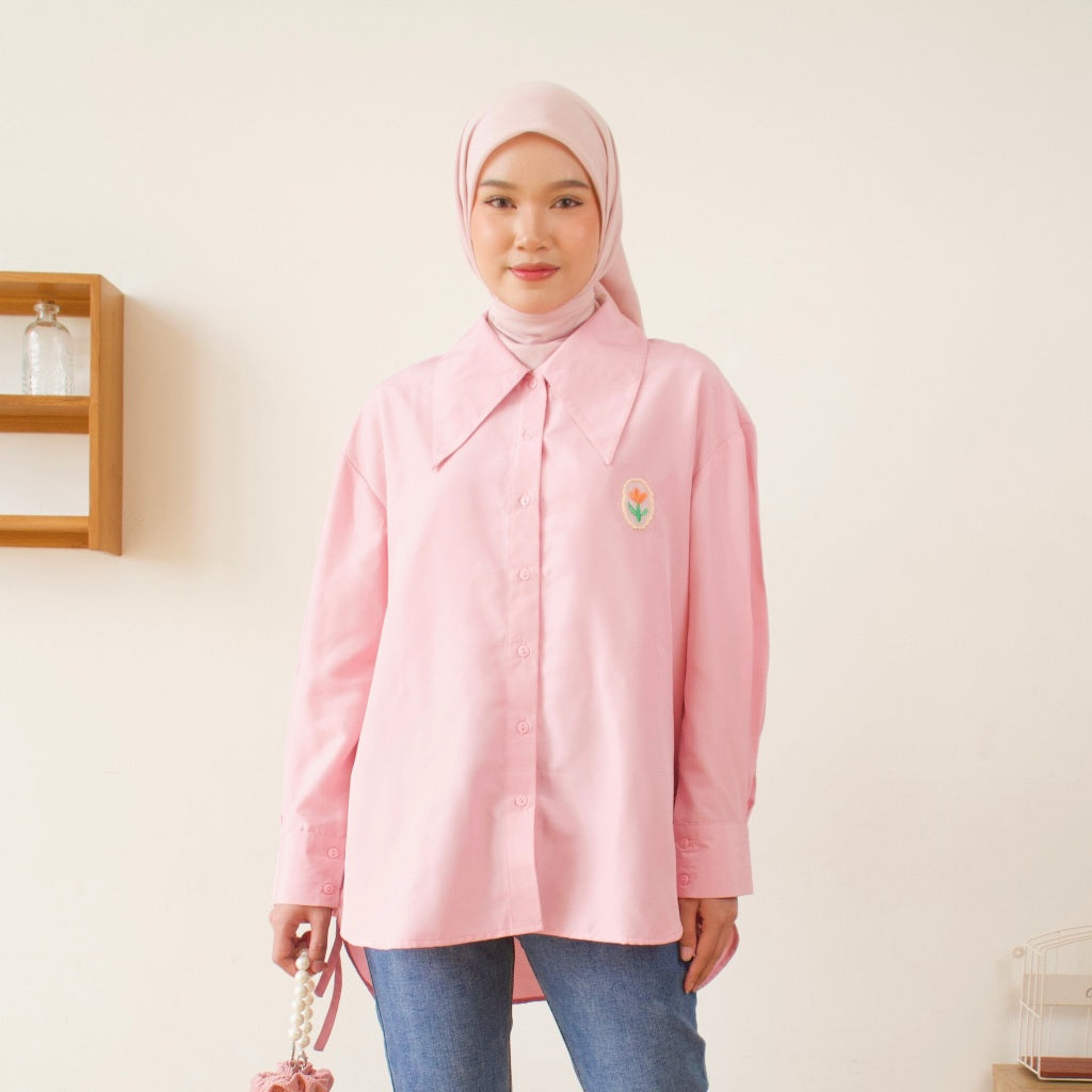 Image of Eclemix Top Mayleen | Atasan Wanita Kemeja Oversize Patch Tali Samping