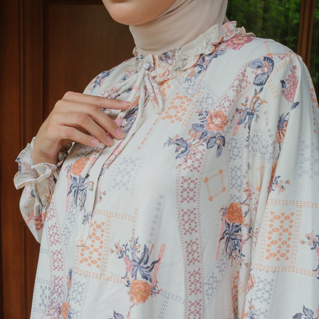 Eclemix Tunic Siana Exclusive Printing | Atasan Tunik Wanita A-Line Lengan Panjang Motif Etnik | Family Set