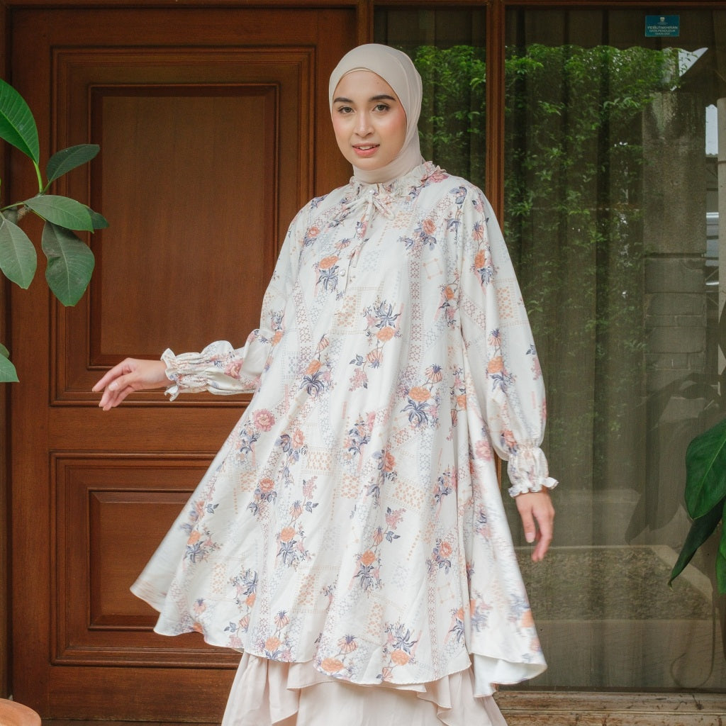 Eclemix Tunic Siana Exclusive Printing | Atasan Tunik Wanita A-Line Lengan Panjang Motif Etnik | Family Set