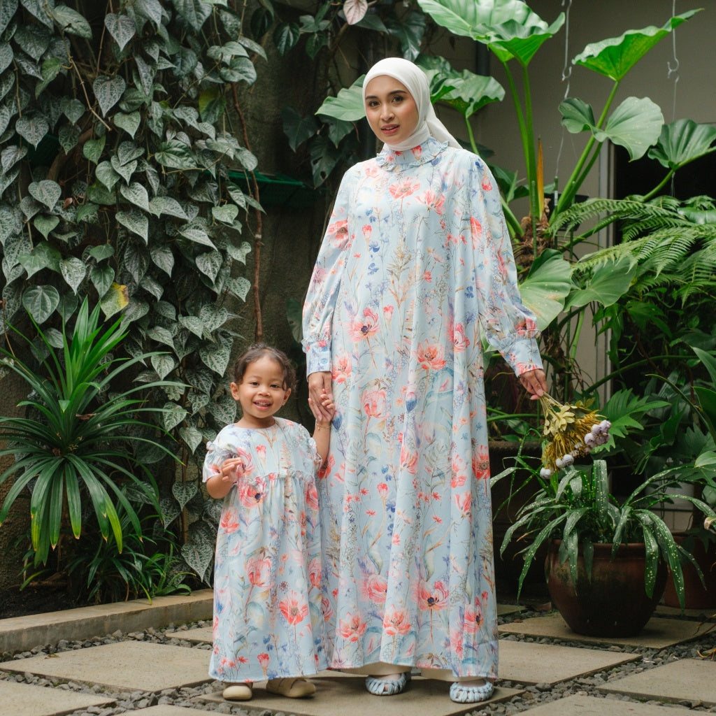 Eclemix Mimosa Exclusive Printing Set | Dress Wanita & Anak Motif | Family Set | Sarimbit
