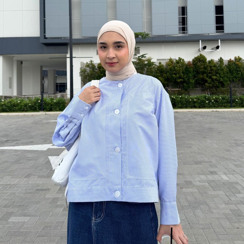 Image of Eclemix Top Alexa Skipper Shirt | Atasan Wanita Kemeja Motif Stripes Salur