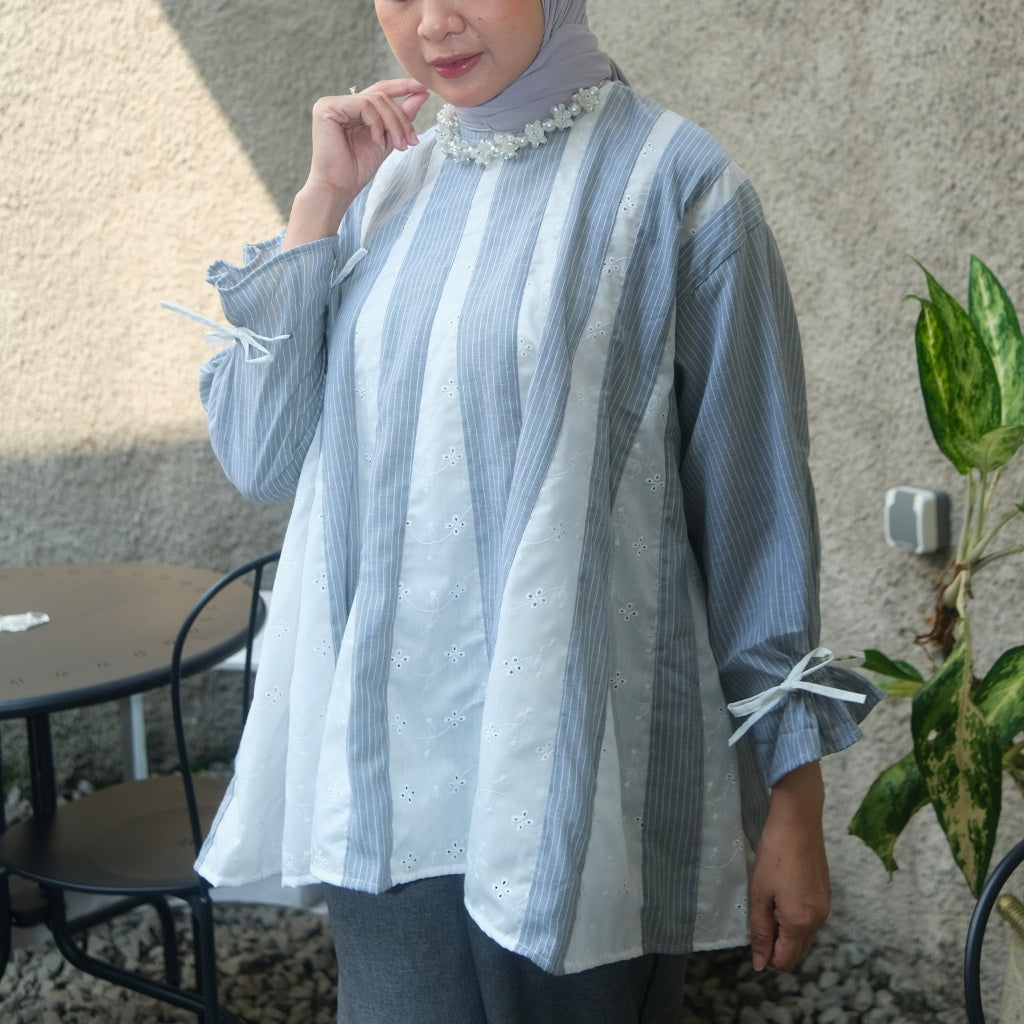 Image of Eclemix Top Sorela | Cotton Striped Blouses | Atasan Wanita A-Line