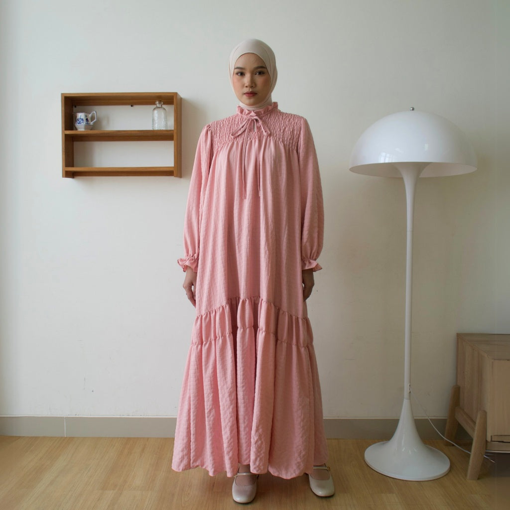 Eclemix Dress Alana | Gamis Wanita Polos Kerah Tali