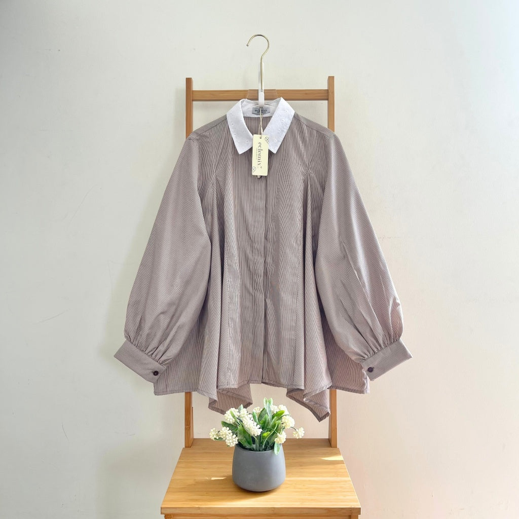 Image of Eclemix Top Yoon | Atasan Wanita Kemeja Blouse Motif Stripe