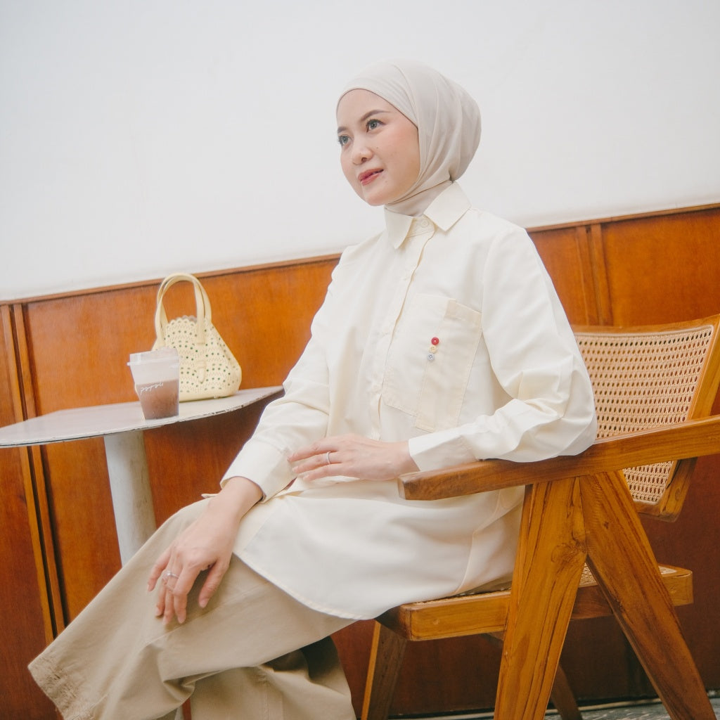 Eclemix Top Axis | Atasan Wanita Kemeja Polos Kancing Depan