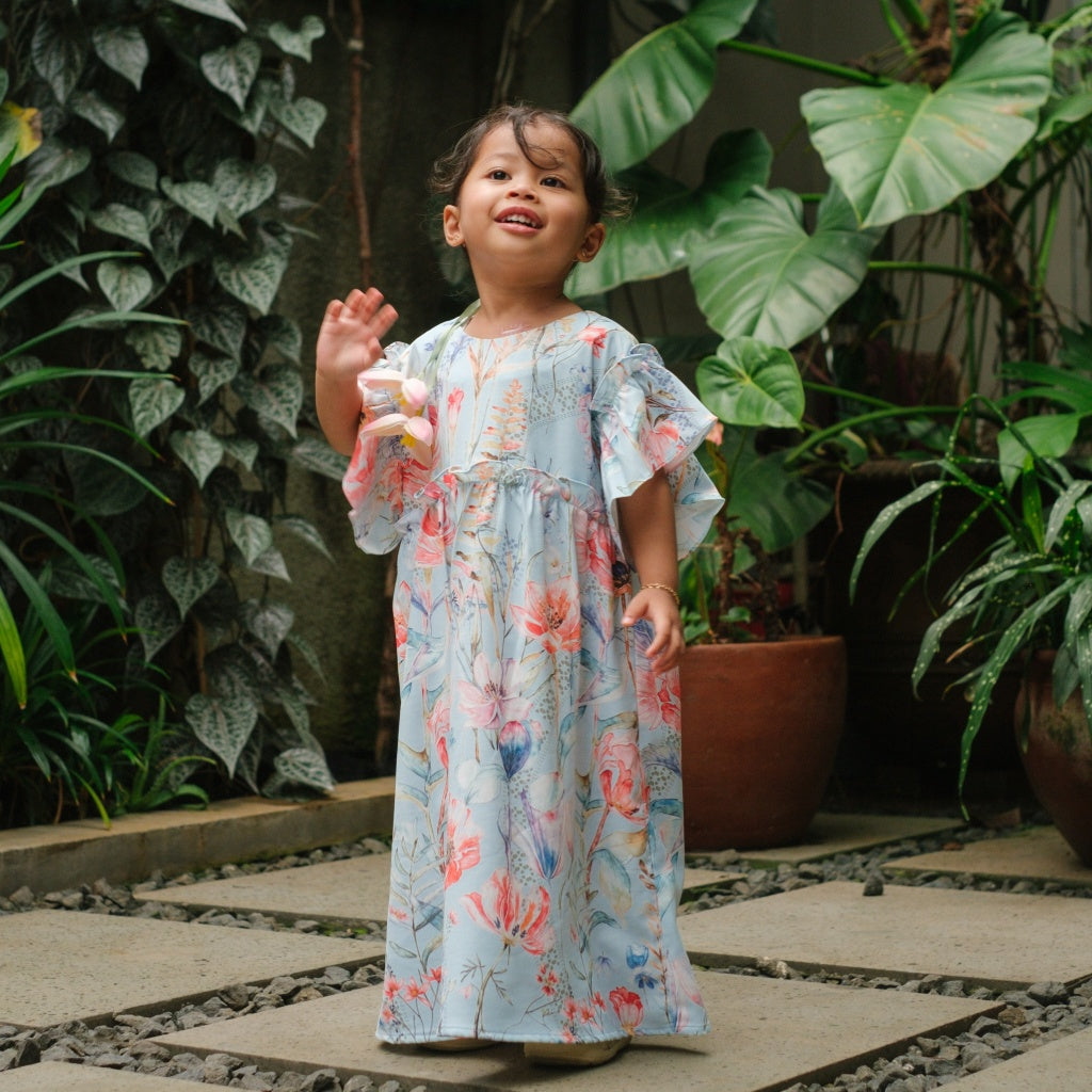 Image of Eclemix Dress Kids Mimosa Exclusive Printing | Gamis Anak Perempuan Muslim Printing Motif Floral
