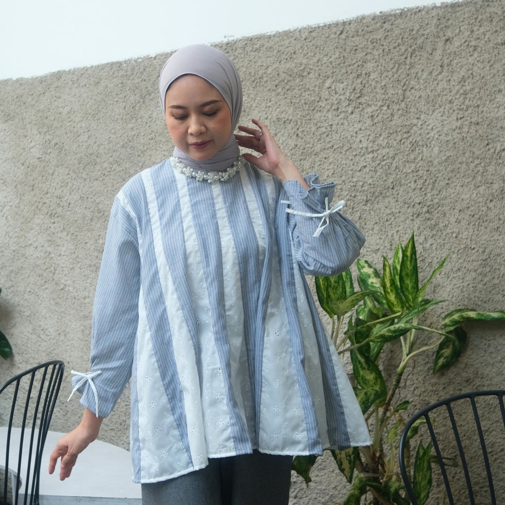 Image of Eclemix Top Sorela | Cotton Striped Blouses | Atasan Wanita A-Line