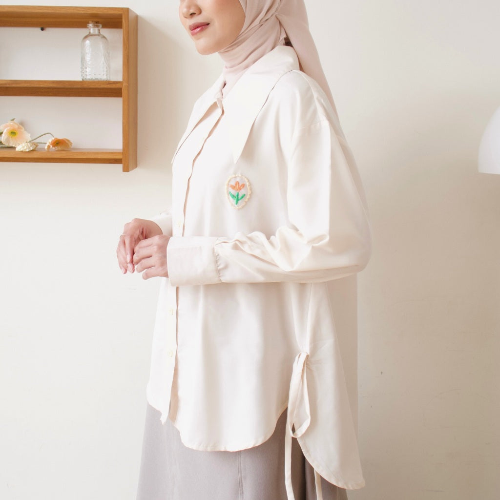 Eclemix Top Mayleen | Atasan Wanita Kemeja Oversize Patch Tali Samping