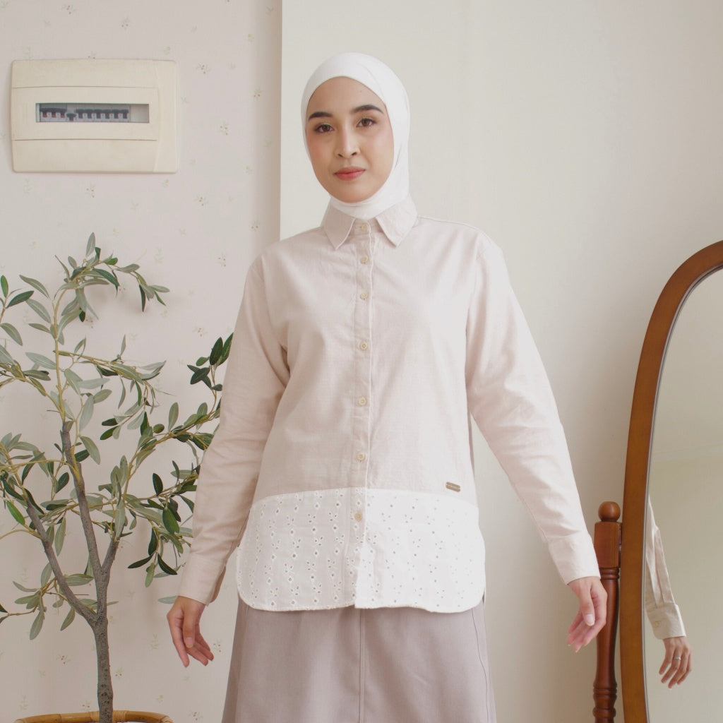 Image of Eclemix Top Carmen | Atasan Wanita Kemeja Kancing Shirt Polos