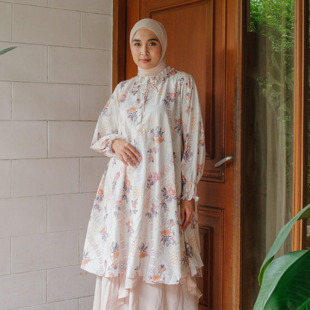 Eclemix Tunic Siana Exclusive Printing | Atasan Tunik Wanita A-Line Lengan Panjang Motif Etnik | Family Set