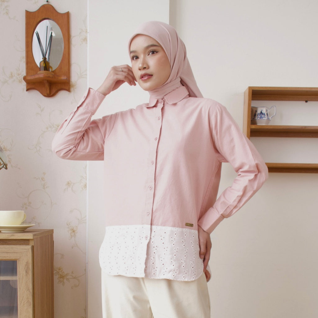Image of Eclemix Top Carmen | Atasan Wanita Kemeja Kancing Shirt Polos