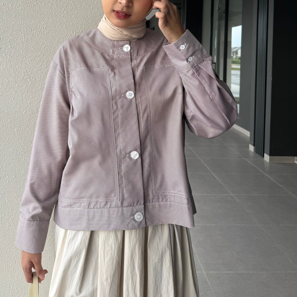 Image of Eclemix Top Alexa Skipper Shirt | Atasan Wanita Kemeja Motif Stripes Salur