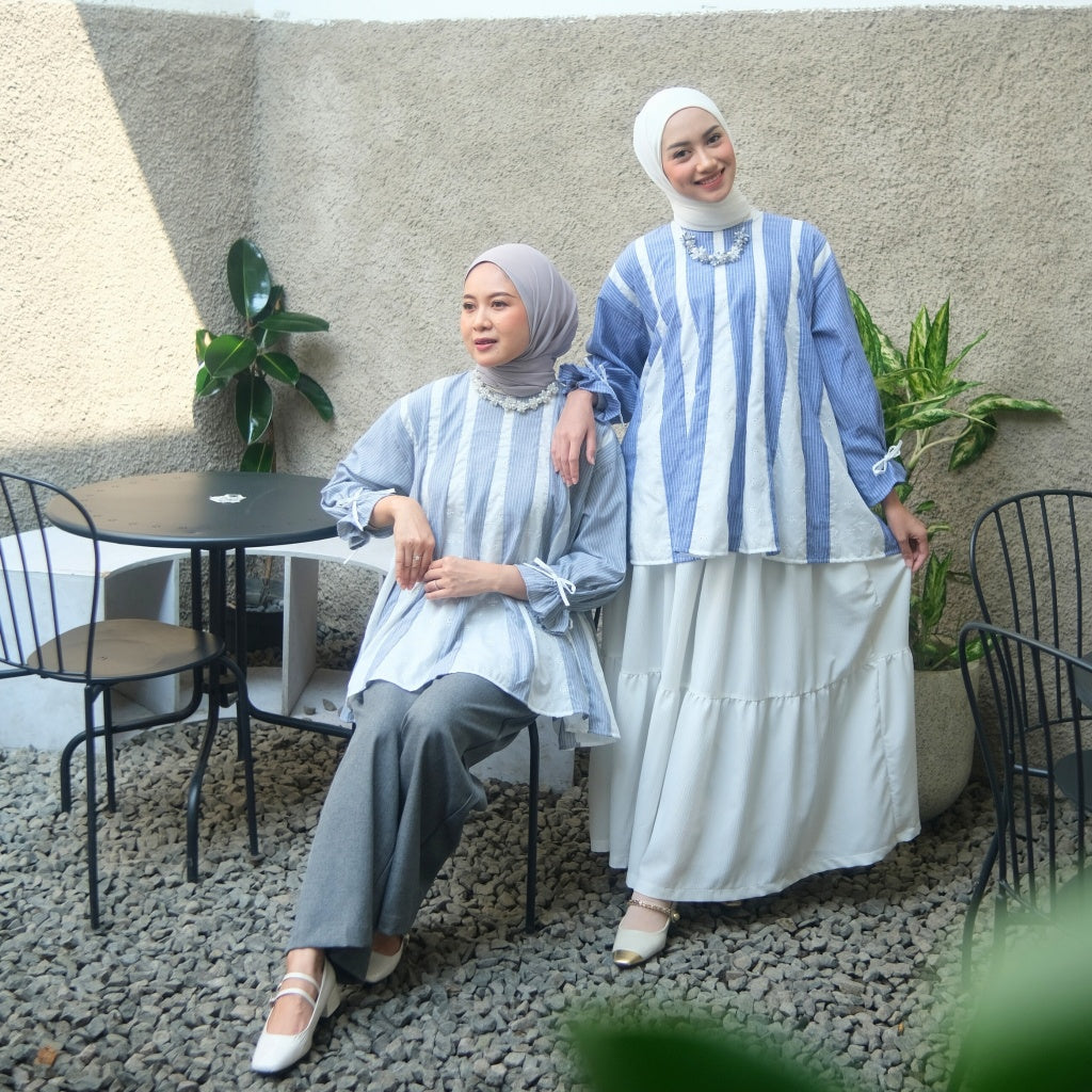Image of Eclemix Top Sorela | Cotton Striped Blouses | Atasan Wanita A-Line