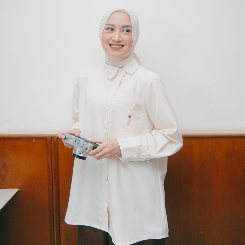 Image of Eclemix Top Axis | Atasan Wanita Kemeja Polos Kancing Depan