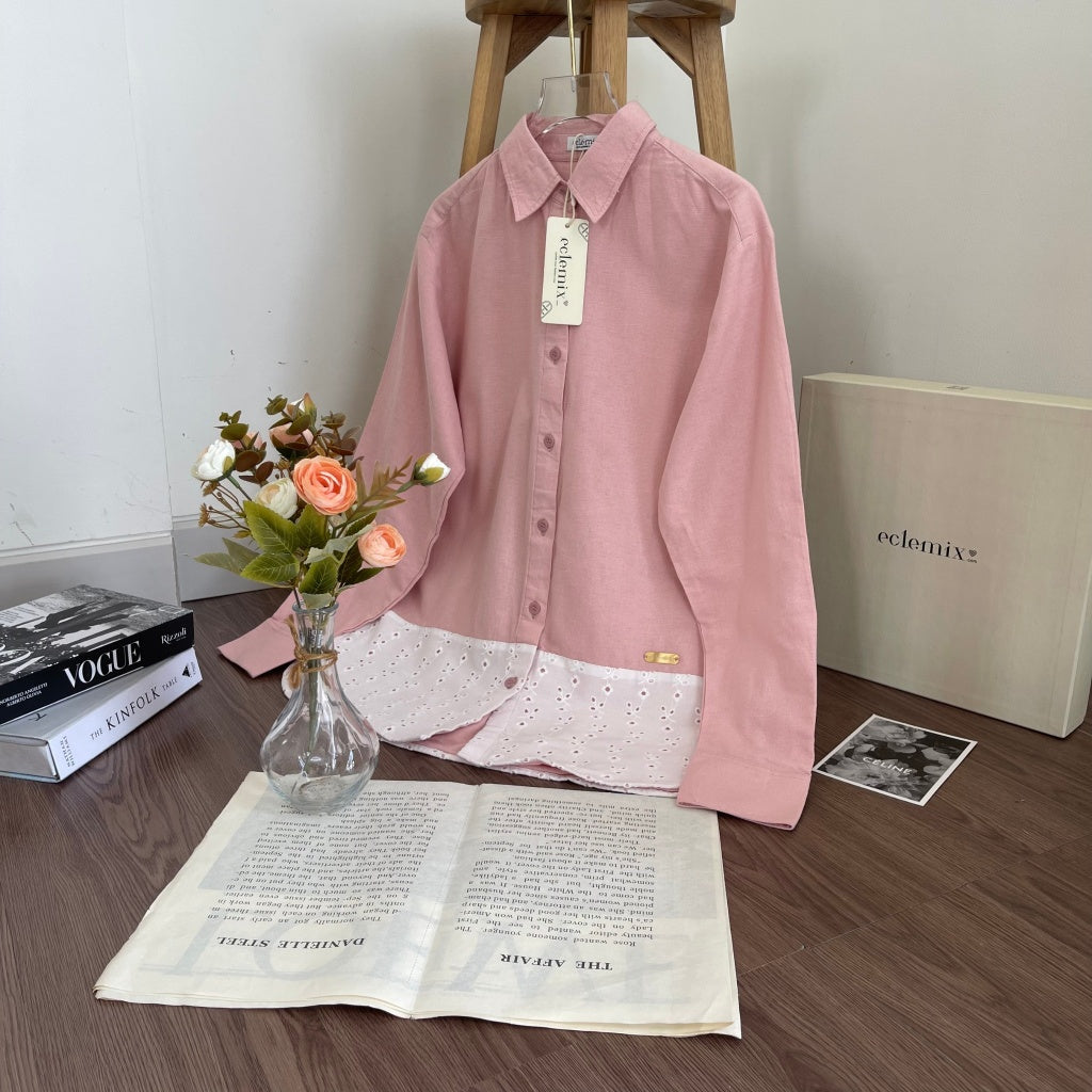 Image of Eclemix Top Carmen | Atasan Wanita Kemeja Kancing Shirt Polos