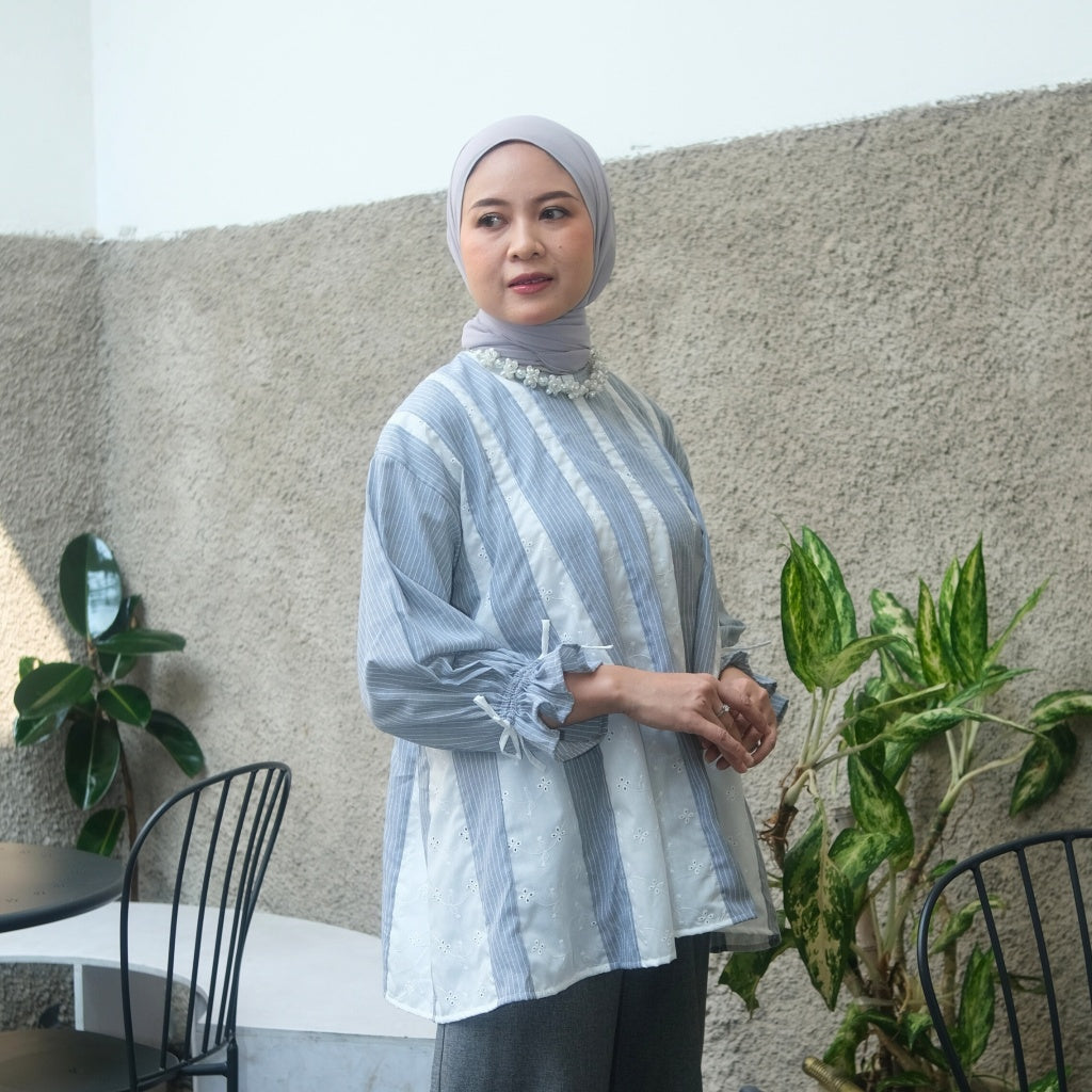 Image of Eclemix Top Sorela | Cotton Striped Blouses | Atasan Wanita A-Line