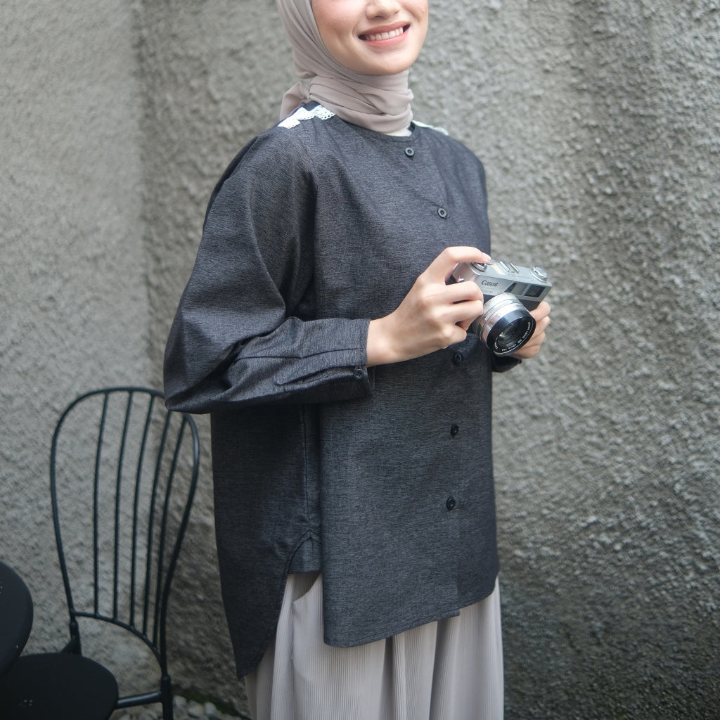 Eclemix Top Fior  | Atasan Wanita Casual Shirt Polos Renda Daily