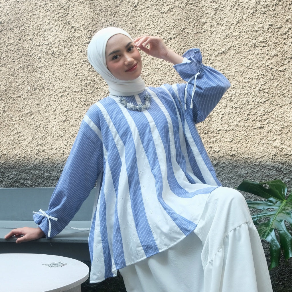 Image of Eclemix Top Sorela | Cotton Striped Blouses | Atasan Wanita A-Line