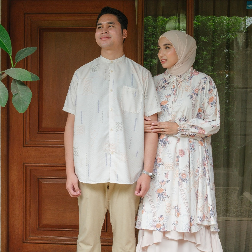 Eclemix Tunic Siana Exclusive Printing | Atasan Tunik Wanita A-Line Lengan Panjang Motif Etnik | Family Set