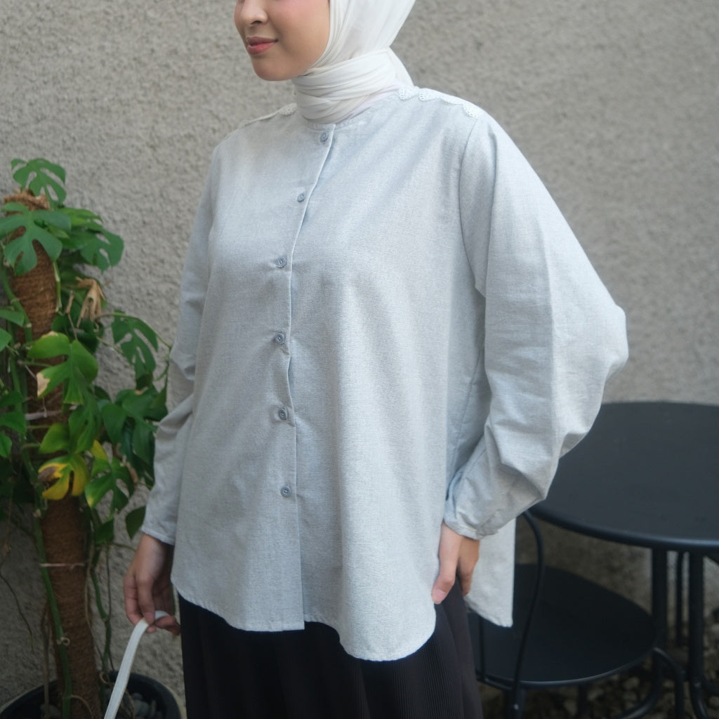 Eclemix Top Fior  | Atasan Wanita Casual Shirt Polos Renda Daily